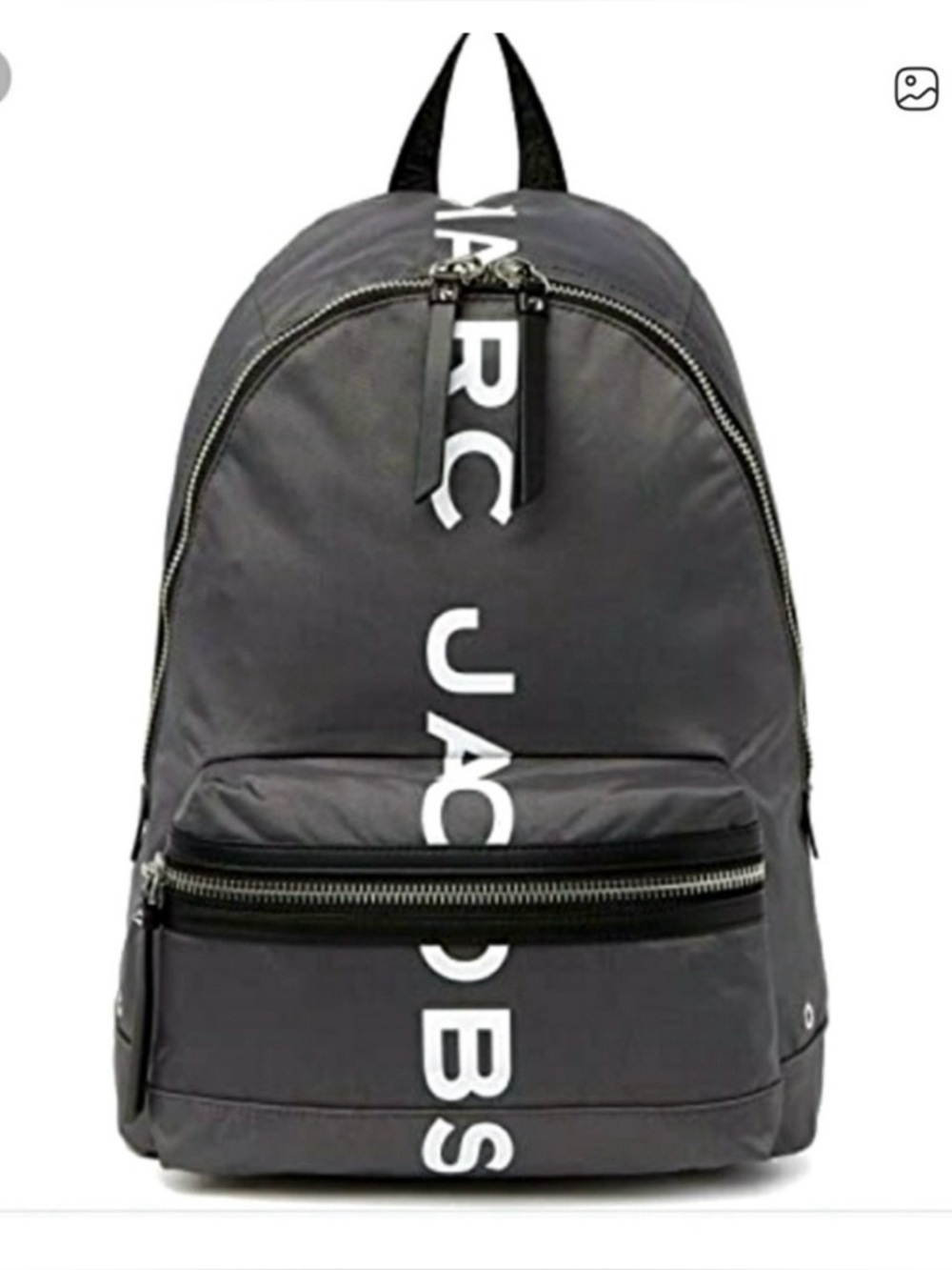 Marc Jacobs Black Backpack with White Vertical Logo